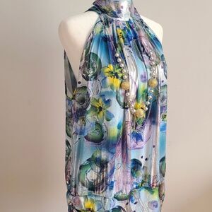 Elegant Multicolor Halter Blouse By Sandrea Size 3X NWOT